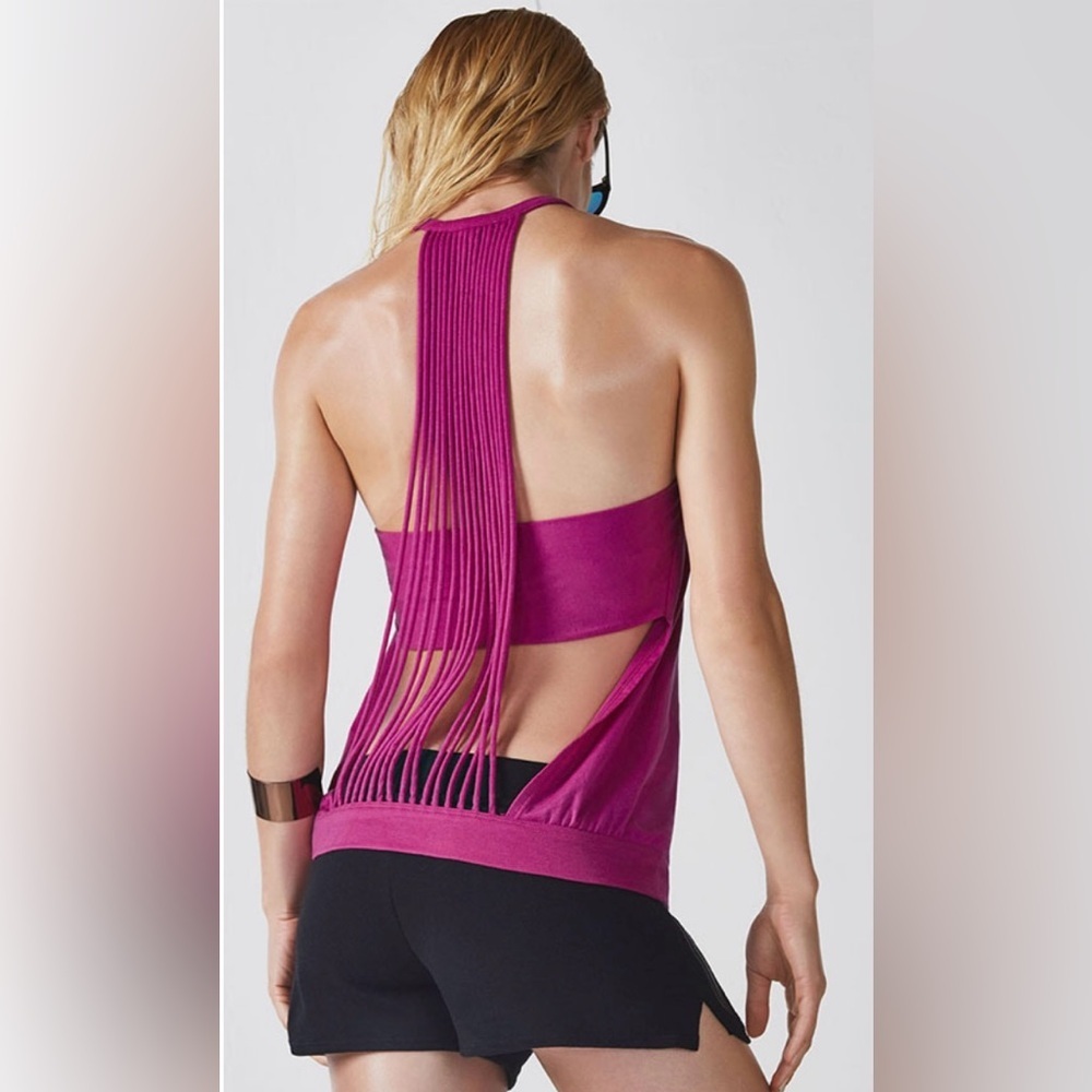 New Fabletics women's Emma tank top Size XS/S pink berry colour gym 50% cotton